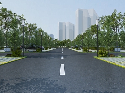 现代外景 户外停车场停车位