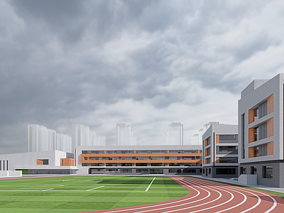 现代学校建筑 现代风格 小学