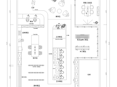 现代开放办公室 装修公司平面图 设计工作室 施工图