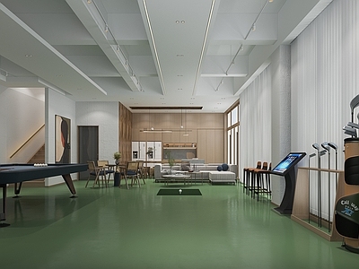 现代台球室 娱乐区高尔夫台球