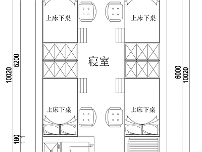 现代宿舍 学生宿舍 员工宿舍 寝室四人宿舍 施工图