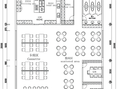 现代火锅店 300平火锅店 包厢 施工图