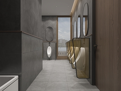 现代公共卫生间 公共男卫生间