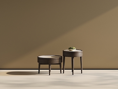 现代新中式几类组合 圆几 大理石茶几