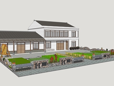 新中式乡村庭院 乡村民居小院 乡村民宿庭院 乡村庭院设计 民居小院 乡村民房