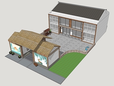 新中式乡村庭院 乡村民宿庭院 民居小院 民房建筑 乡村民居院墙