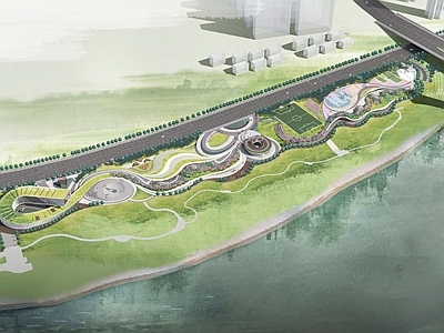 现代滨水景观 滨江 运动 公园 覆土建筑 体育设施
