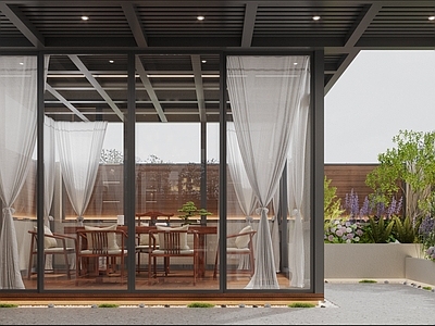 新中式阳台 花园餐厅