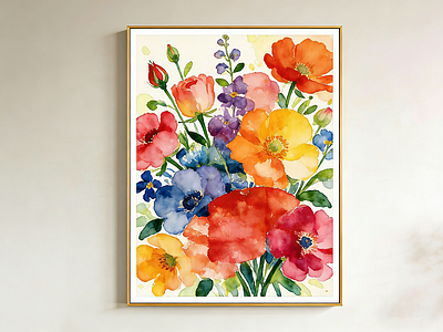 现代装饰画 色彩 花