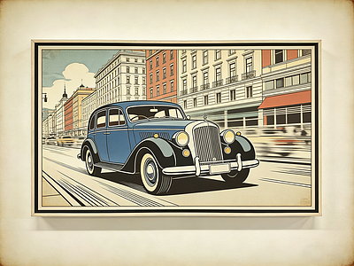 现代装饰画 插画 车子