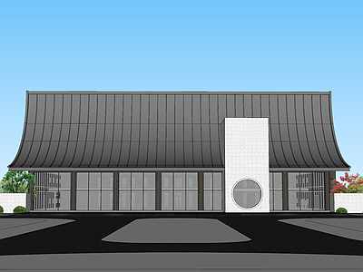 新中式风格建筑 中式售楼处 中式商铺