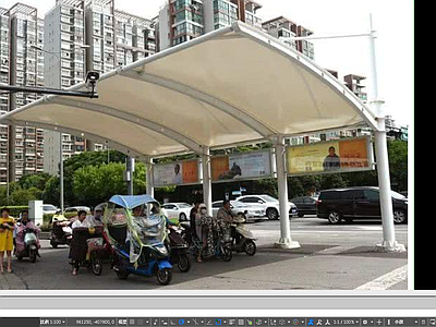 景观节点 行人二次过街天棚 非机动车二次过街 过街棚 遮雨棚 专业结构 施工图