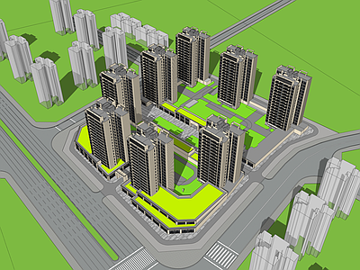 现代简模规划 住宅 回迁房 安置房 度假区