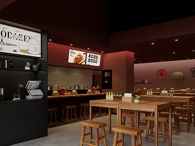 现代快餐店 小吃快餐店明档