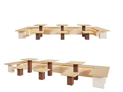 现代其他桌椅 公共座椅 休息区桌椅 长凳