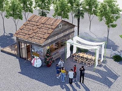 中式原木木屋 木屋 咖啡屋 木屋售票处 服务用房