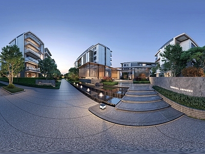 现代轻奢户外HDR hdr住宅花园 花园夜景