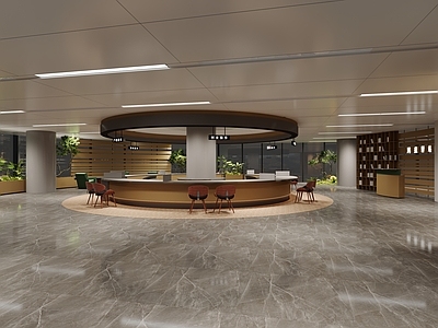 现代日式其他公共空间 前台接待 办事处 圆形前台
