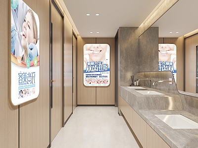 现代公共卫生间 盥洗区 卫生间干区 洗手池 办公区卫生间 医院卫生间