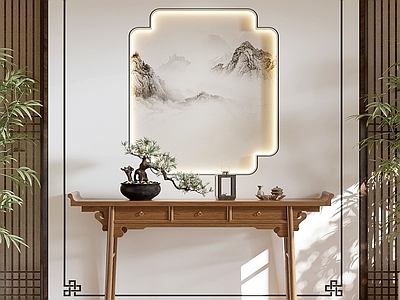 新中式玄关柜 玄关桌 端景台 端景柜玄关柜