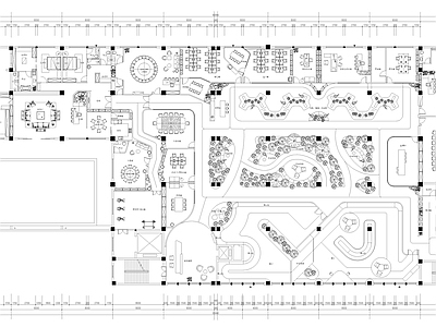 现代开放办公室 大型办公室平面图 施工图