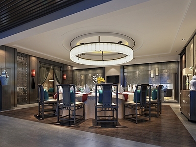 新中式中式中餐厅 餐饮包间 餐饮走廊