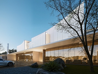 现代简约售楼处建筑 现代风格售楼处 展示中心 展厅 异形建筑 服务中心