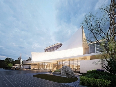 现代简约售楼处建筑 售楼处 服务中心 展示中心 小商业 异形建筑