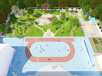 现代教育校园景观 幼儿园户外景观 生态游戏场所