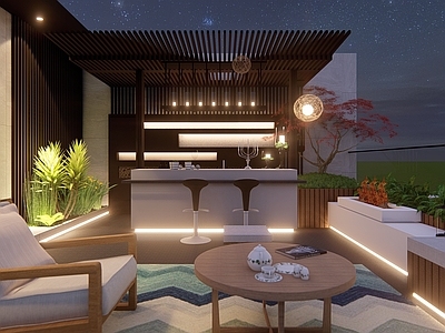 现代屋顶花园 屋顶花园 现代小庭院