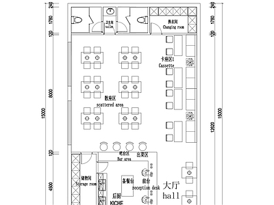 现代中餐厅 餐饮空间平面图 施工图