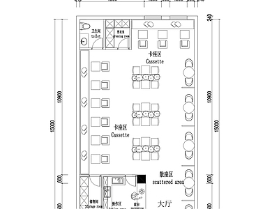 现代咖啡厅 咖啡馆平面布置图 施工图