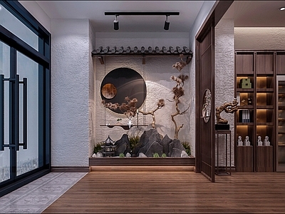 新中式茶叶店 茶叶店展示柜桌椅