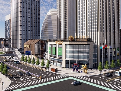 现代商务中心 现代城市商务中心 城市商业办公大厦 城市道路街区景观 城市道路十字路口 城市商业办公区