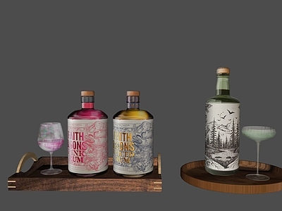 酒具 酒瓶 酒杯 高脚杯 托盘