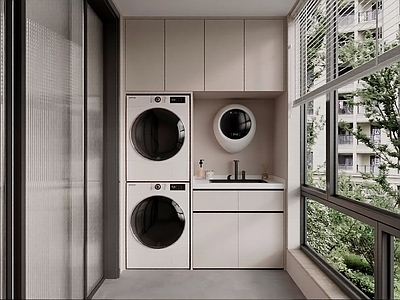 现代阳台洗衣机柜