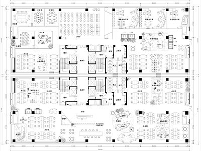 现代开放办公室 开放办公空间 总经理办公室 董事长办公室 办公家具 大培训室 施工图