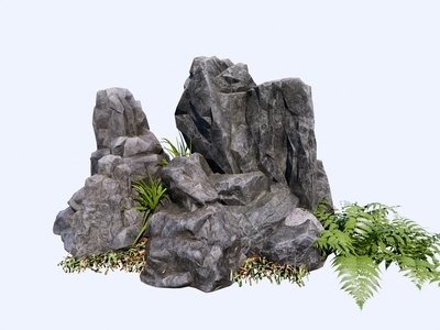 现代禅意石头 石头 假山 景观小品 绿植 园林景石