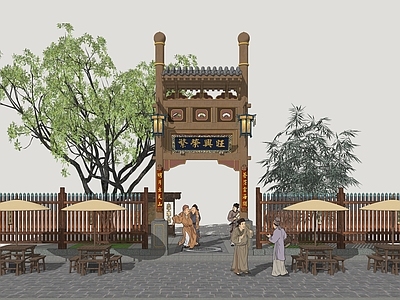 新中式牌坊牌楼 木牌坊 入口牌坊 牌坊大门 景观大门