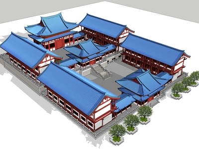 中式古建筑 寺庙 文庙 古建 庙宇 四合院