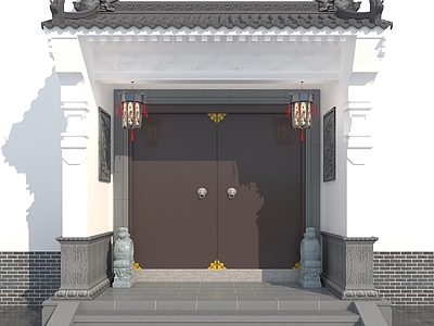 中式风格建筑 新中式大门 中式古建大门 苏式门头 微派门头 四合院门头