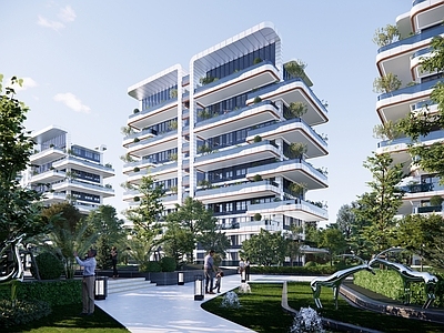 现代轻奢高层住宅 第四代住宅 enscape 标准化场景 空中别墅 花园住宅