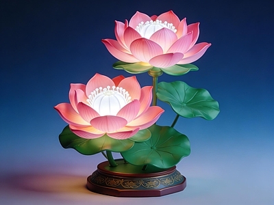 现代新中式景观灯 莲花灯 荷花灯 雕塑美陈 AIGC