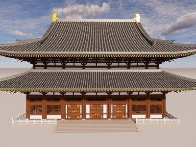 中式古建筑 大雄宝殿 古建筑 大殿 重檐歇山顶 唐风古建筑