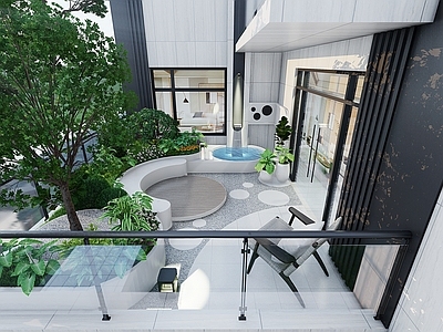 现代侘寂屋顶花园 屋顶花园 庭院 露台