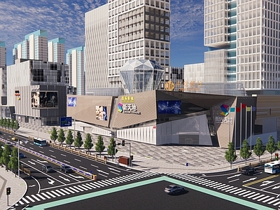 现代商务中心 现代城市商务中心 城市商场写字楼 城市道路景观路口 城市商场商务办公 商业商务办公区