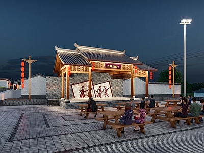 新中式其他景观小建筑 乡村舞台 乡村广场 皮影戏舞台
