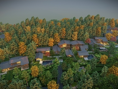 新中式日式民宿建筑 山地民宿建筑 坡屋顶院落建筑 网红温泉民宿 现代木结构建筑 院落式客房