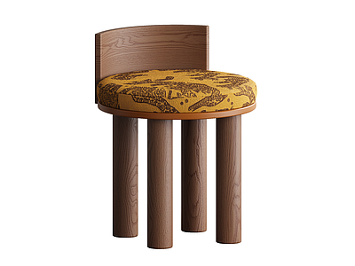 侘寂中古儿童椅 虎山纹餐椅 小圆凳奶油风椅子 卧室梳妆化妆椅 休闲椅家用椅 咖啡店名宿装饰椅