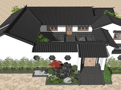 新中式中式四合院 乡村四合院建筑 景观四合院